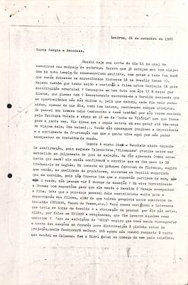 Carta de Vladimir Herzog para Sergio Muniz e Amazonas Alves Lima, 21 set. 1966